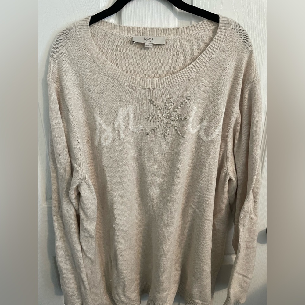 LOFT Plus Size 24/26 Beige SNOW Long Sleeve Sweater